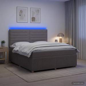 Łóżko z box spring LED z materacem Ciemnoszary 140 x 200 cm