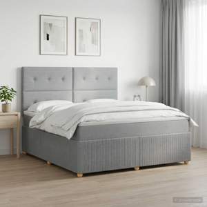 Łóżko z box spring LED z materacem jasnoszary 180 x 200 cm