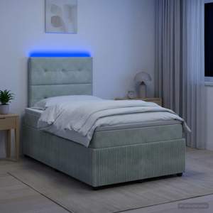 Łóżko z box spring LED z materacem jasnoszary 120 x 200 cm