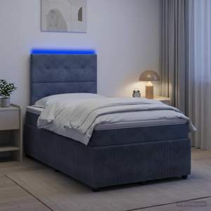 Łóżko z box spring LED z materacem ciemnoszary 120 x 200 cm