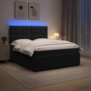 Łóżko z box spring LED z materacem Czarny 180 x 200 cm Welur