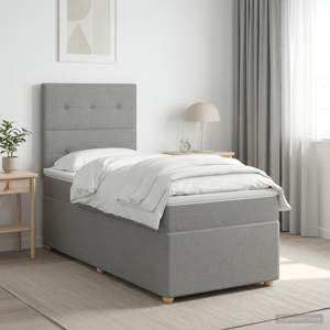 Łóżko z box spring LED z materacem jasnoszary 90 x 190 cm