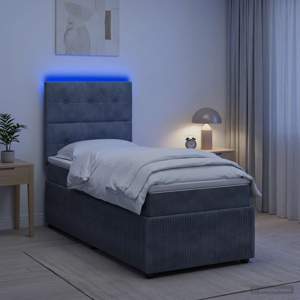 Łóżko z box spring LED z materacem ciemnoszary 90 x 190 cm