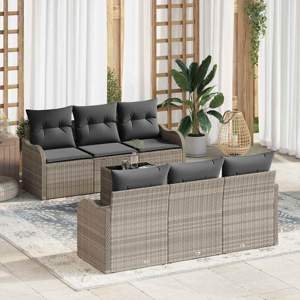 Zestaw Sof na Ogród Jasnoszary 55 x 55 x 37 cm polirattan
