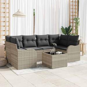 Zestaw Sof na Ogród Jasnoszary 55 x 55 x 37 cm polirattan