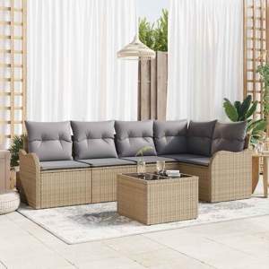Zestaw Sof na Ogród 6 szt. Beżowy polirattan