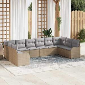Zestaw Sof na Ogród Beżowy 344 x 177,5 x 85 cm polirattan
