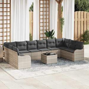 Zestaw Sof na Ogród Jasnoszary 55 x 55 x 37 cm polirattan