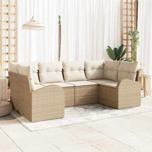 Zestaw Sof na Ogród 6 szt. Beżowy [Syntetyczny]: Rattan poli