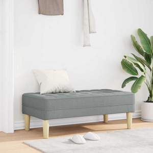 Ławka z poduszką Jasnoszary 113 x 57 x 39 cm tkanina