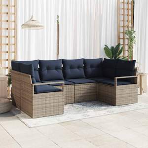 Zestaw Sof 6 szt. Szary [Syntetyczny]: Rattan poli