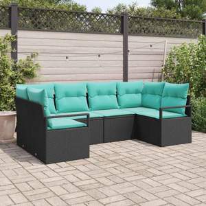 Zestaw Sof 6 szt. Czarny [Syntetyczny]: Rattan poli
