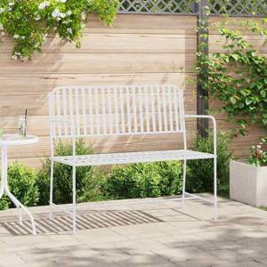 Ławka ogrodowa 2 -Seater 103,5 x 51,5 x 90 cm Stal Czysta Biała