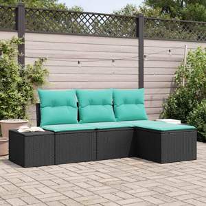 Zestaw Sof 4 szt. Czarny [Syntetyczny]: Rattan poli