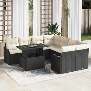 Zestaw Sof na Ogród 9 szt. Czarny polirattan