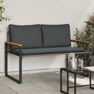 Ławka z poduszką Szary i ciemnoszary 115 x 65 x 72 cm rattan
