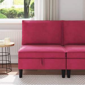 Środkowa sofa z miejscem do przechowywania Czerwone wino Welur
