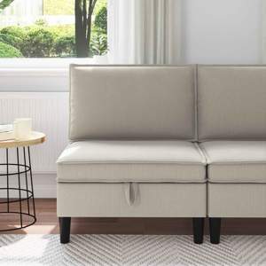 Środkowa Sofa z Przechowywaniem Owies Welur