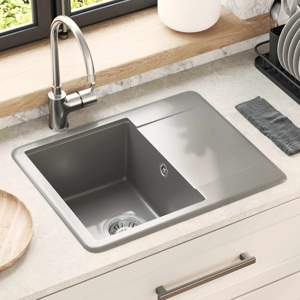 Zlew 80% Kwarc i 20% Żywica 560 x 460 mm Szary