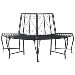 Ławka Drzewna 4-Liczba miejsc 160 x 80 x 89 cm Stal Czarny