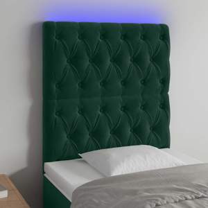 [3122793] Zagłówek do łóżka z LED, ciemnozielony, 80x7x118/128 cm