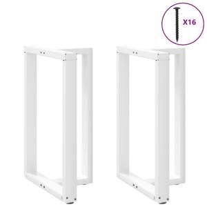 [4013081] Nogi do stołu barowego w kształcie litery T 2 szt. Białe 60x35x(90-91) cm Stal