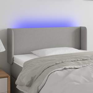 [3122946] Zagłówek do łóżka z LED, jasnoszary, 103x16x78/88 cm, tkanina
