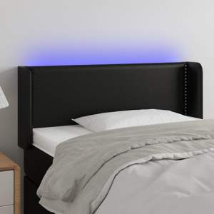 [3123168] Zagłówek do łóżka z LED, czarny, 83x16x78/88 cm, sztuczna skóra