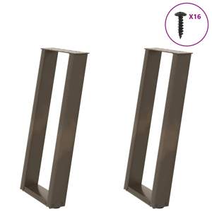 [4012783] Nogi do stołu konsolowego w kształcie litery U 2 szt. Naturalna stal 38x(72-73) cm Stal