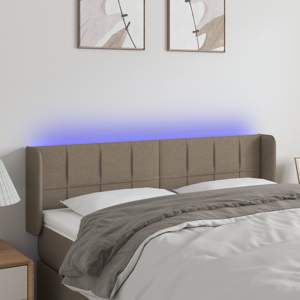 [3123238] Zagłówek do łóżka z LED, taupe, 147x16x78/88 cm, tkanina