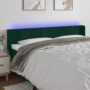 [3123299] Zagłówek do łóżka z LED, ciemnozielony, 183x16x78/88cm, aksamit