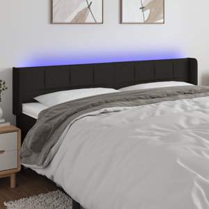 [3123244] Zagłówek do łóżka z LED, czarny, 163x16x78/88 cm, tkanina