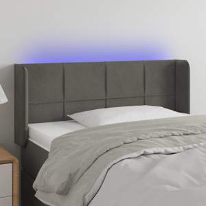 [3123267] Zagłówek do łóżka z LED, ciemnoszary, 83x16x78/88 cm, aksamit
