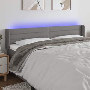 [3123383] Zagłówek do łóżka z LED, ciemnoszary, 163x16x78/88 cm, tkanina
