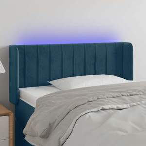 [3123514] Zagłówek do łóżka z LED, ciemnoniebieski 93x16x78/88cm, aksamit
