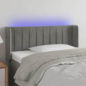 [3123516] Zagłówek do łóżka z LED, jasnoszary, 103x16x78/88 cm, aksamit