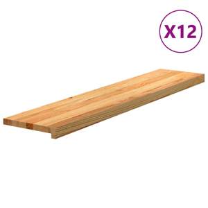 [3282982] Stopnie schodowe, 12 szt. brązowe 120x25x2cm lite drewno dębowe