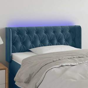 [3123612] Zagłówek do łóżka z LED, ciemnoniebieski 93x16x78/88cm, aksamit