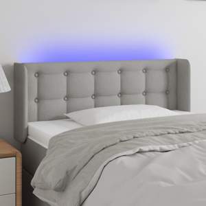 [3123644] Zagłówek do łóżka z LED, jasnoszary, 83x16x78/88 cm, tkanina