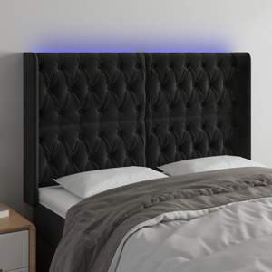 [3124434] Zagłówek do łóżka z LED, czarny, 147x16x118/128 cm, aksamit