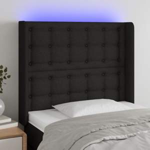 [3124474] Zagłówek do łóżka z LED, czarny, 103x16x118/128 cm, tkanina