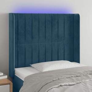 [3124332] Zagłówek do łóżka z LED ciemnoniebieski, 103x16x118/128 cm