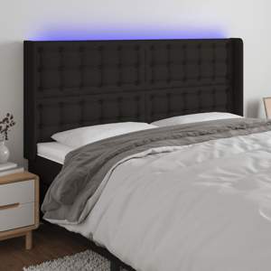 [3124506] Zagłówek do łóżka z LED, czarny, 203x16x118/128 cm, tkanina