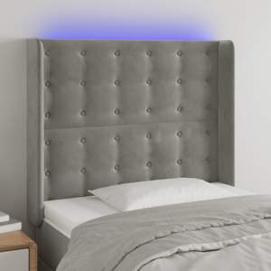 [3124512] Zagłówek do łóżka z LED, jasnoszary, 83x16x118/128 cm, aksamit