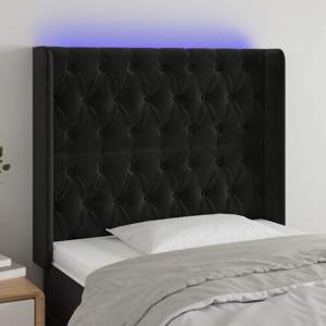 [3124422] Zagłówek do łóżka z LED, czarny, 93x16x118/128 cm, aksamit