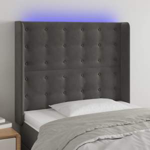 [3124519] Zagłówek do łóżka z LED, ciemnoszary, 93x16x118/128 cm, aksamit