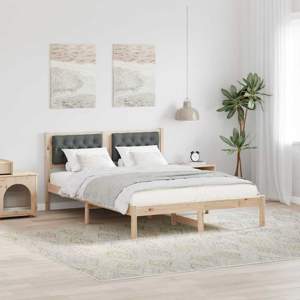 [878195] Ramka łóżka Ciemnoszary 140 x 190 cm Lite drewno sosnowe