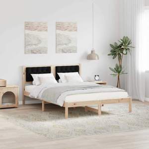 [878196] Ramka łóżka Czarny 140 x 190 cm Lite drewno sosnowe