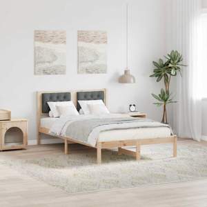 [878200] Ramka łóżka Ciemnoszary 135 x 190 cm Lite drewno sosnowe