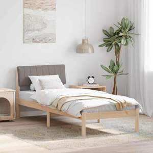 [878722] Rama łóżka Brązowy i taupe 75 x 190 cm Lite drewno sosnowe